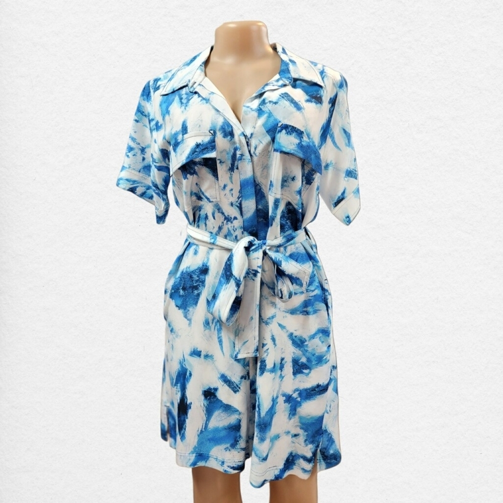 Marie Oliver Azure and Ivory Dress